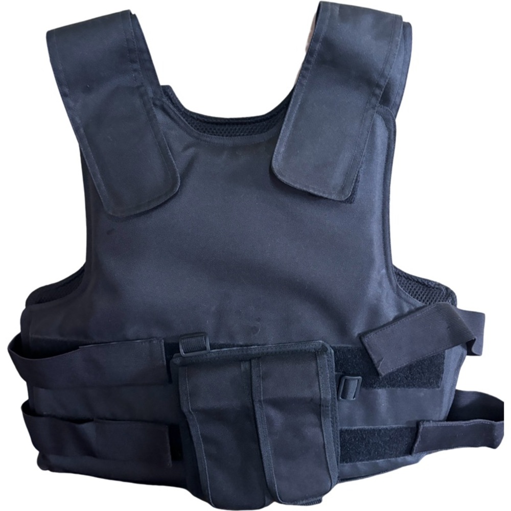 Black Protective Vest with Structured Design